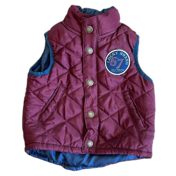 Lucky Brand Burgundy Puffer Vest Size 12mos Baby Toddler Kids - Picture 1 of 6